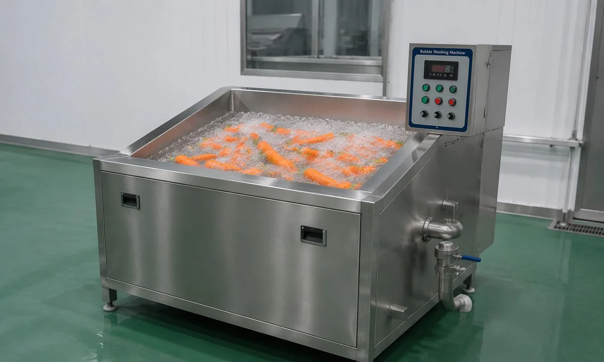 Bubble washing machine for vegetables and fruits