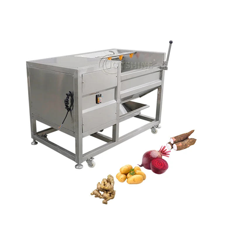 Joyshine brush-washing equipment illustrated with ginger, potatoes and other root crops