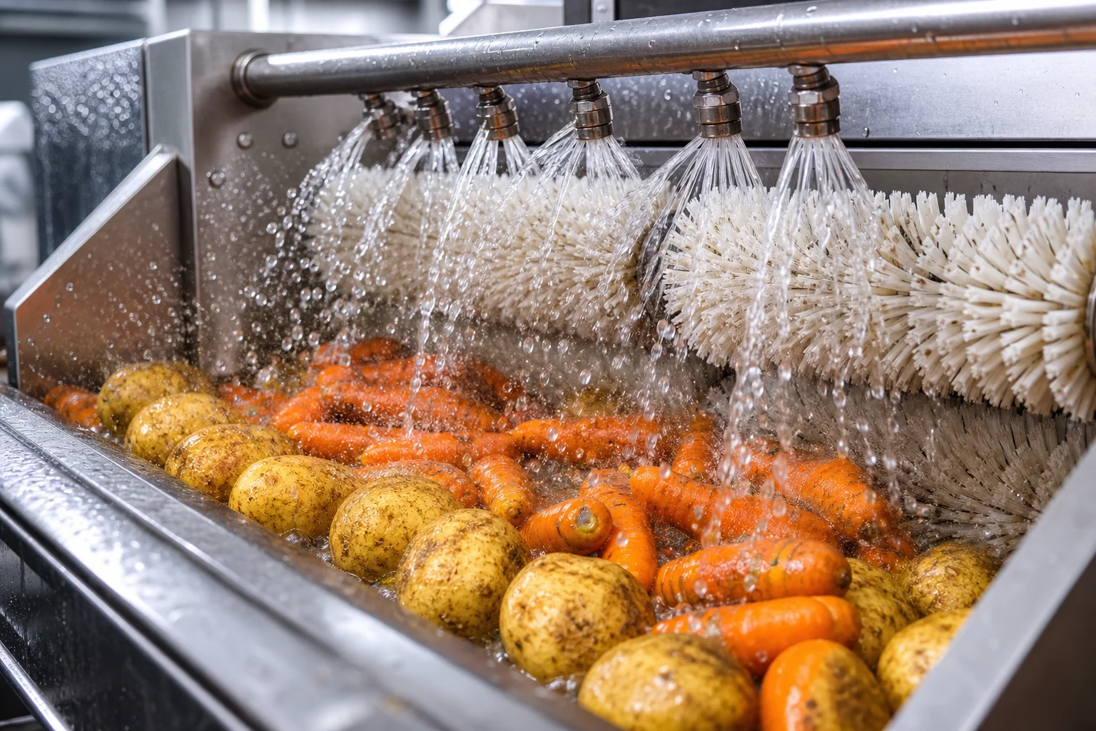 Root vegetable washer machine removing mud