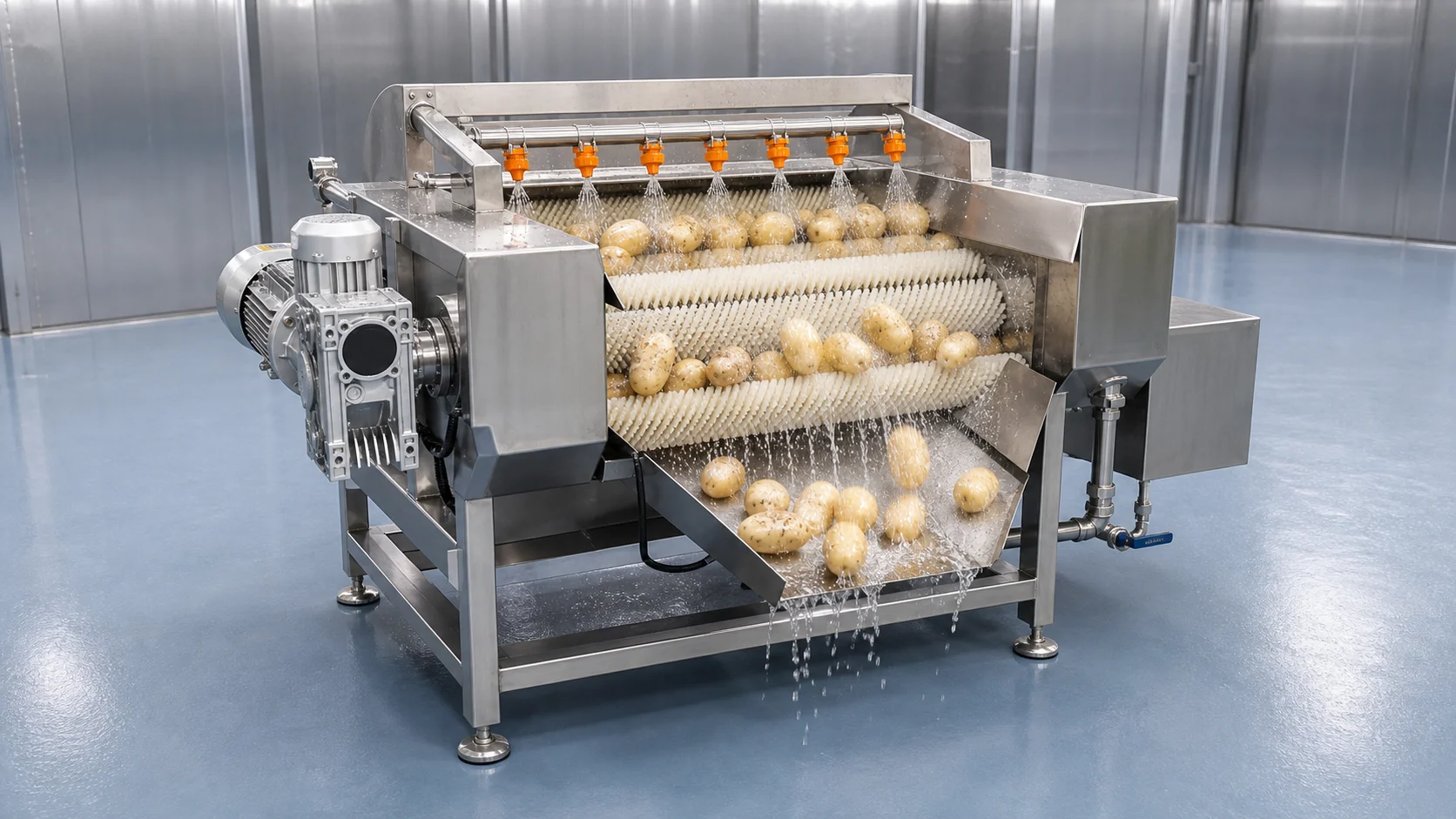 Potato Washing and Peeling Machine