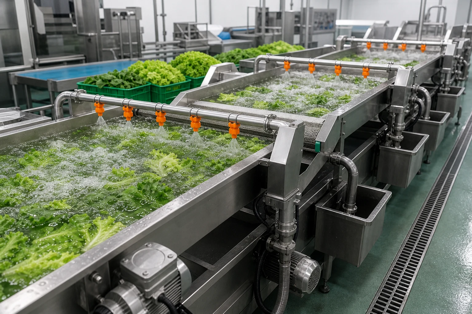 Argentina 300kg/h Lettuce and Vegetable Salad Washing Line