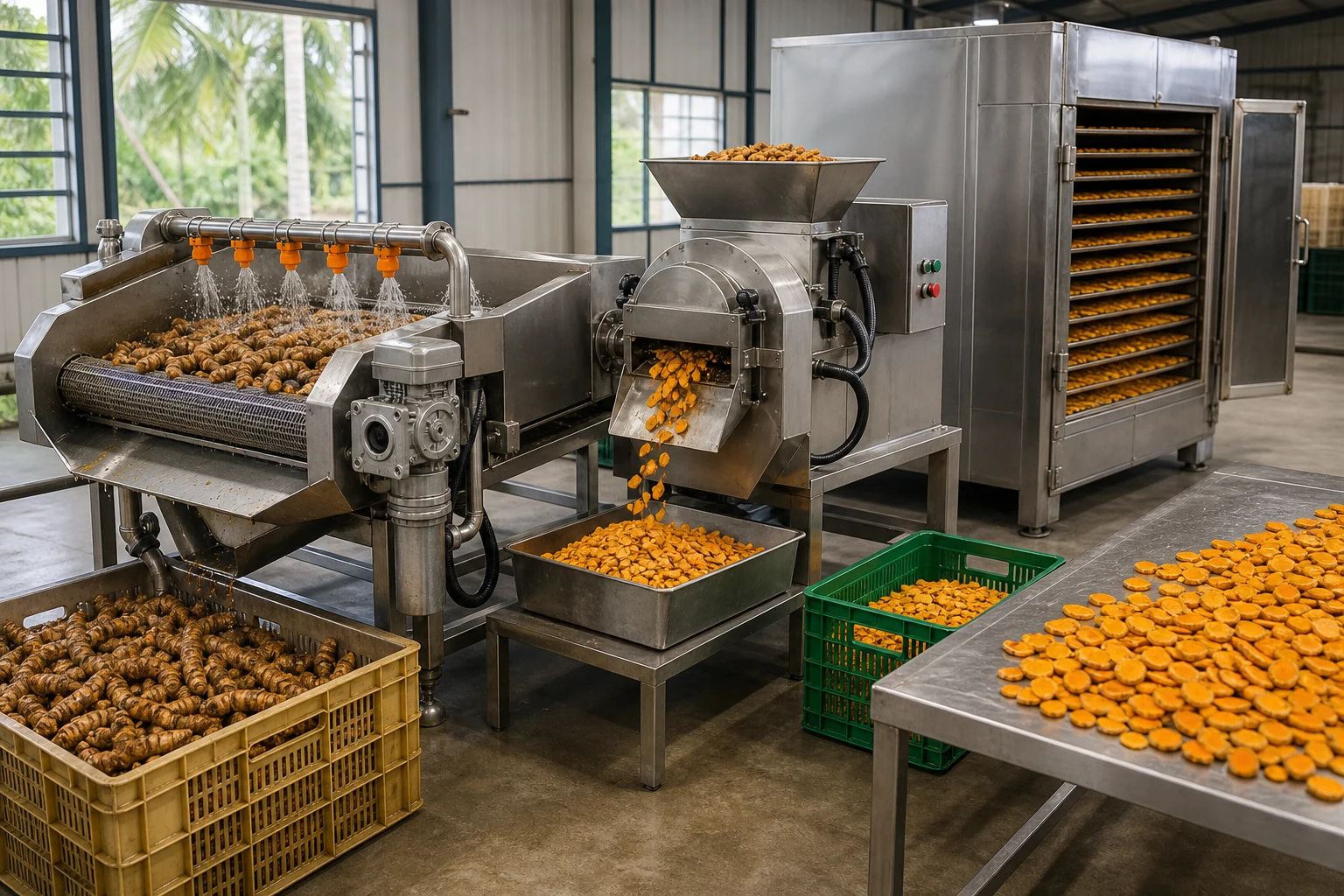 Fiji Turmeric Washing Cutting and Drying Line - Fiji
